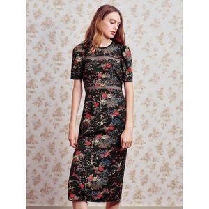 UO Emma Marie Lace Trim Midi Dress